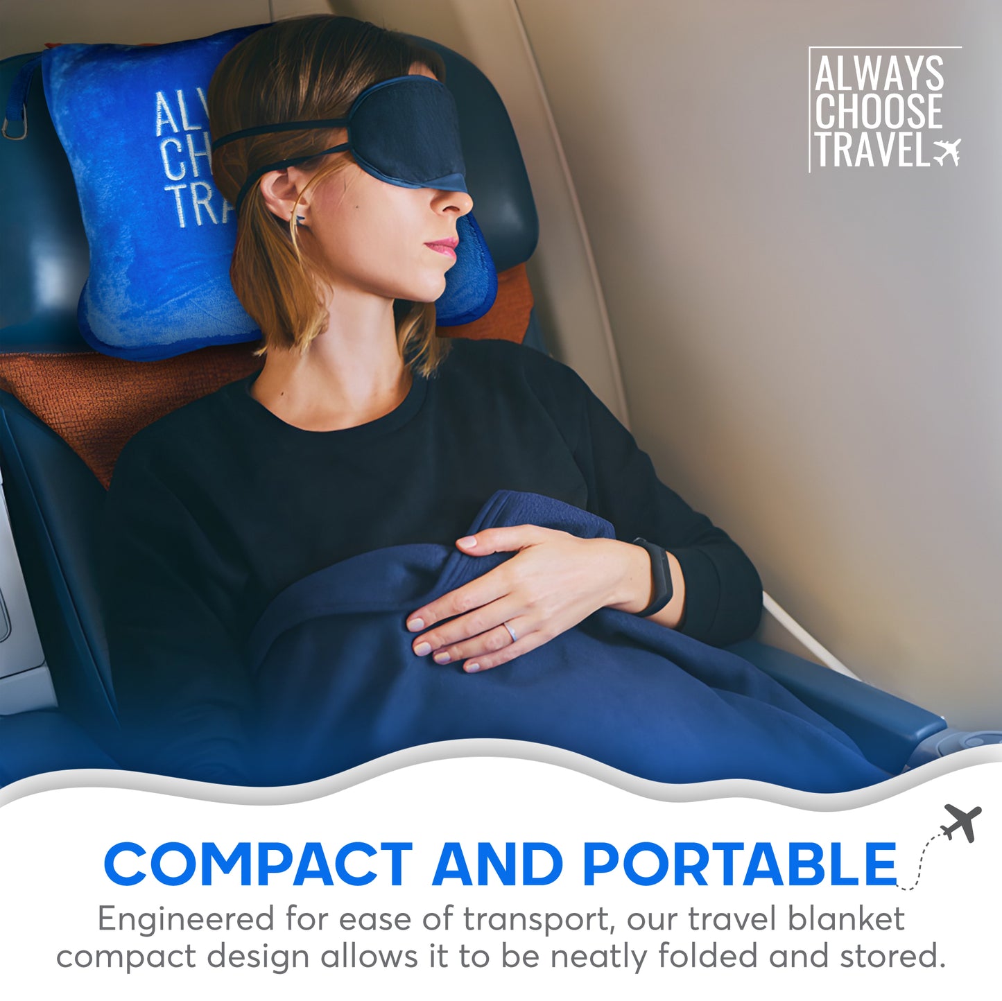 ACT 2-in-1 Travel Blanket - Blue
