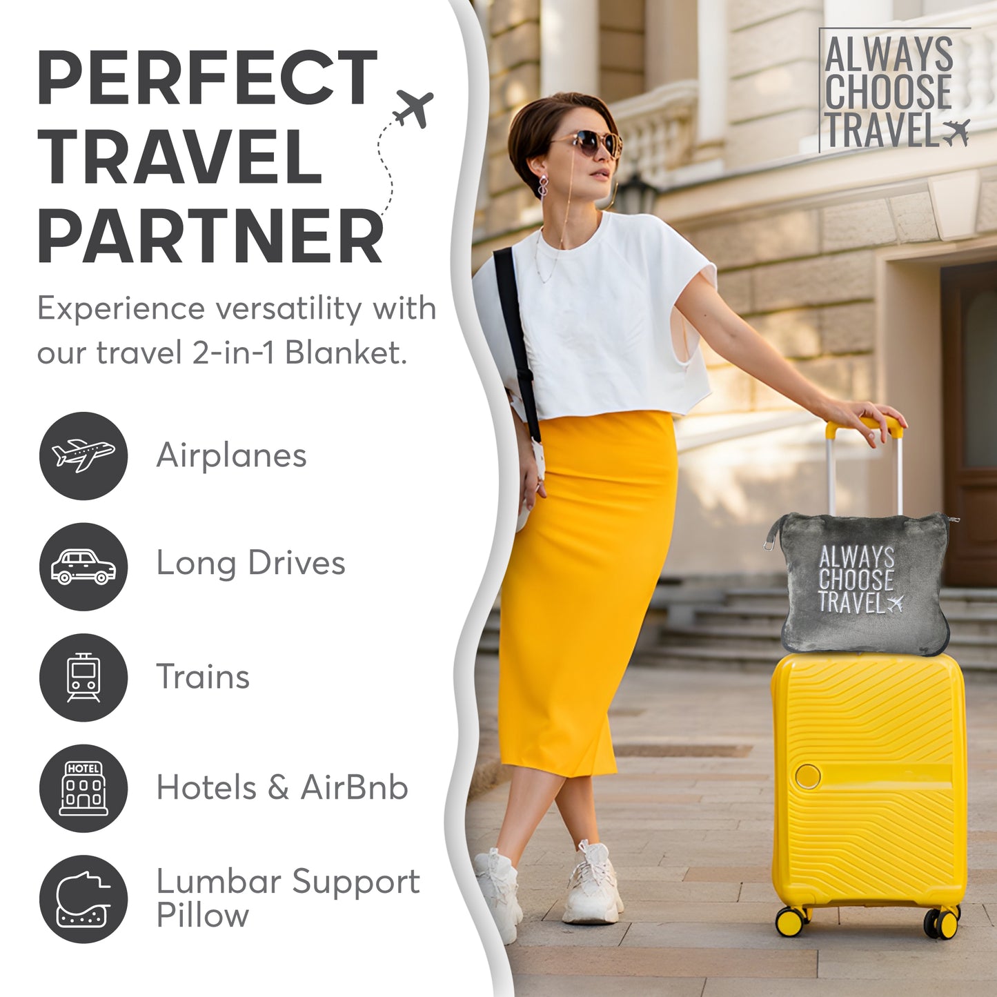 ACT 2-in-1 Travel Blanket - Gray