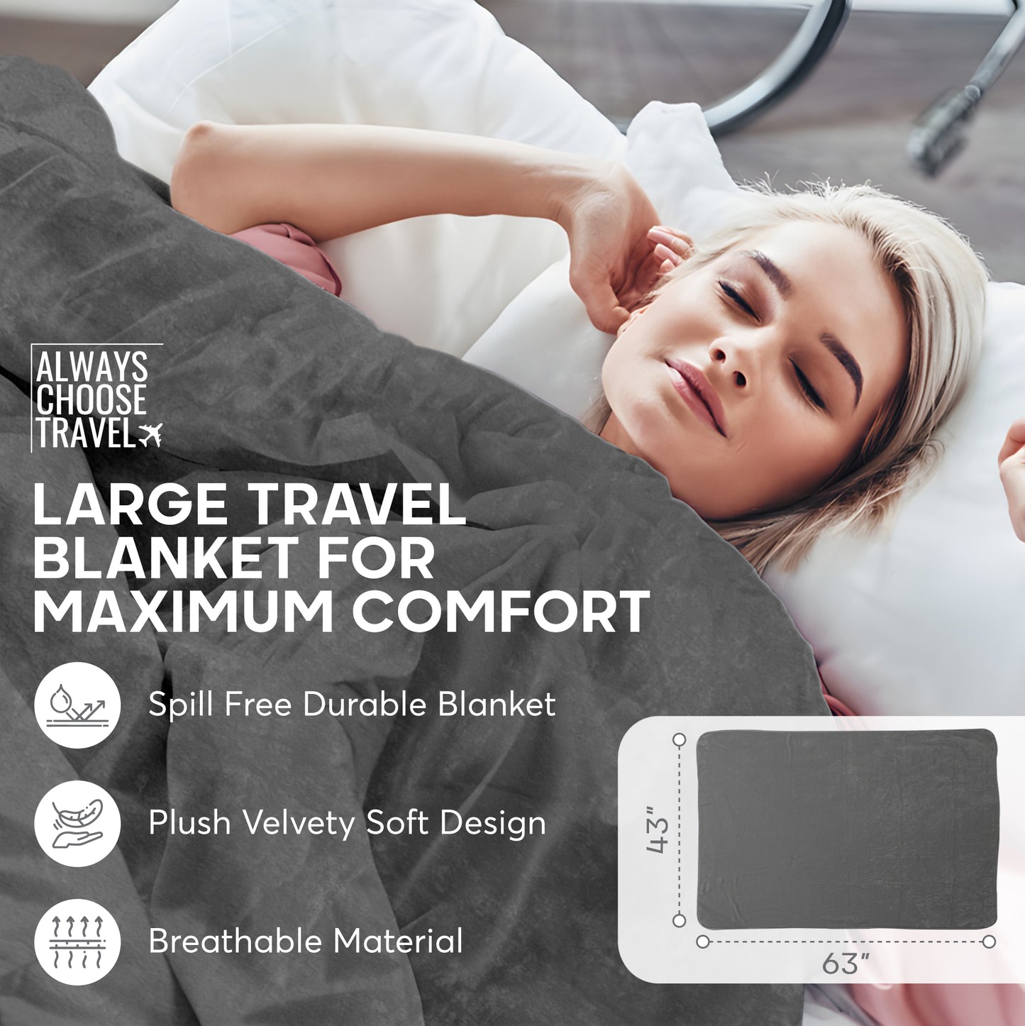 ACT 2-in-1 Travel Blanket - Gray
