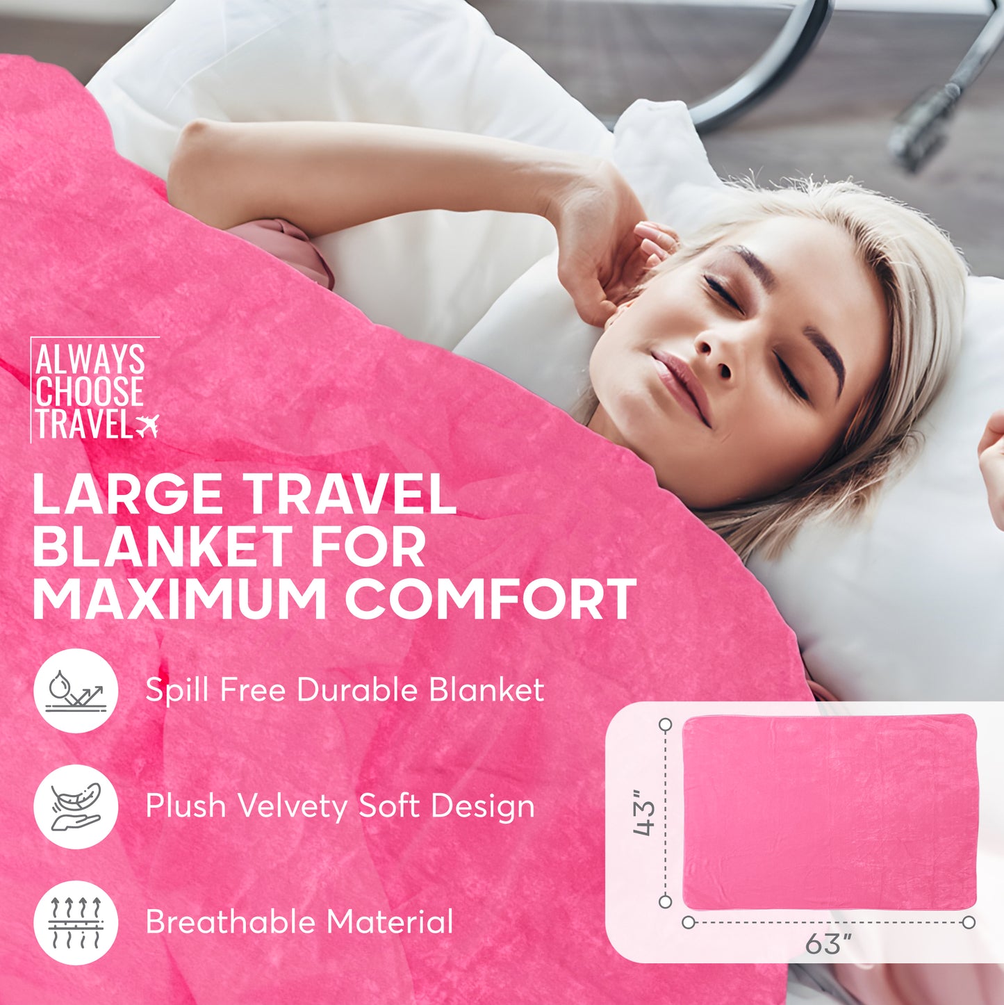 ACT 2-in-1 Travel Blanket - Pink