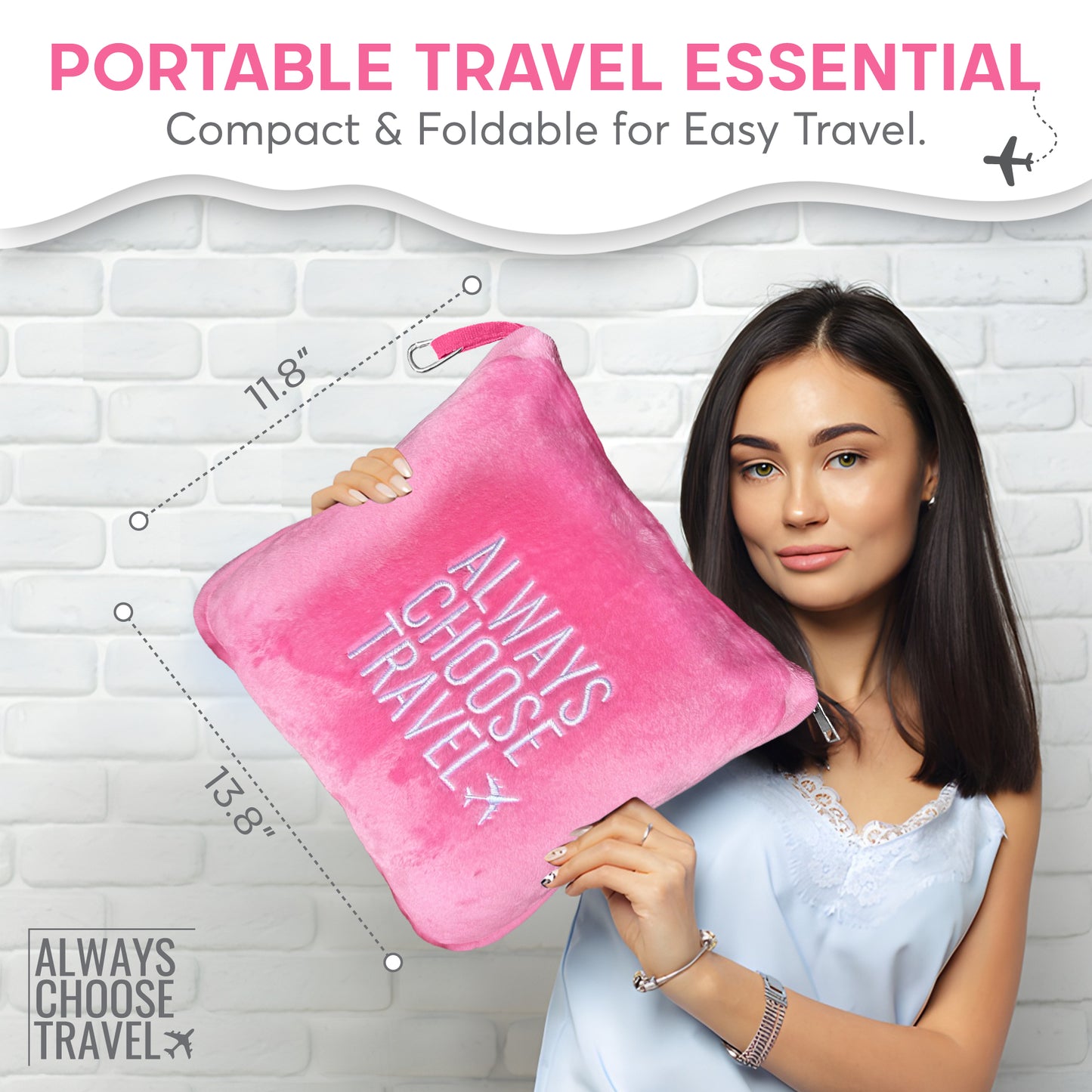 ACT 2-in-1 Travel Blanket - Pink